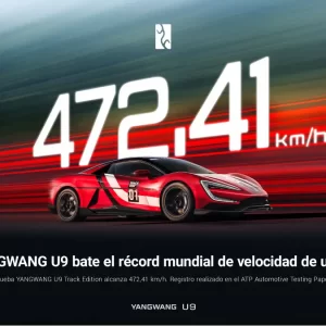 YANGWANG U9 establece un nuevo récord mundial de velocidad para vehículos eléctricos